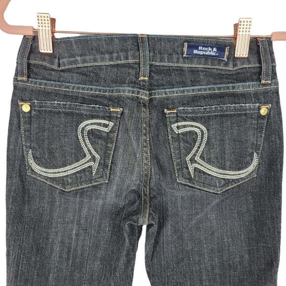 Rock & Republic Black Bootcut Jeans Size 24 - Picture 4 of 10